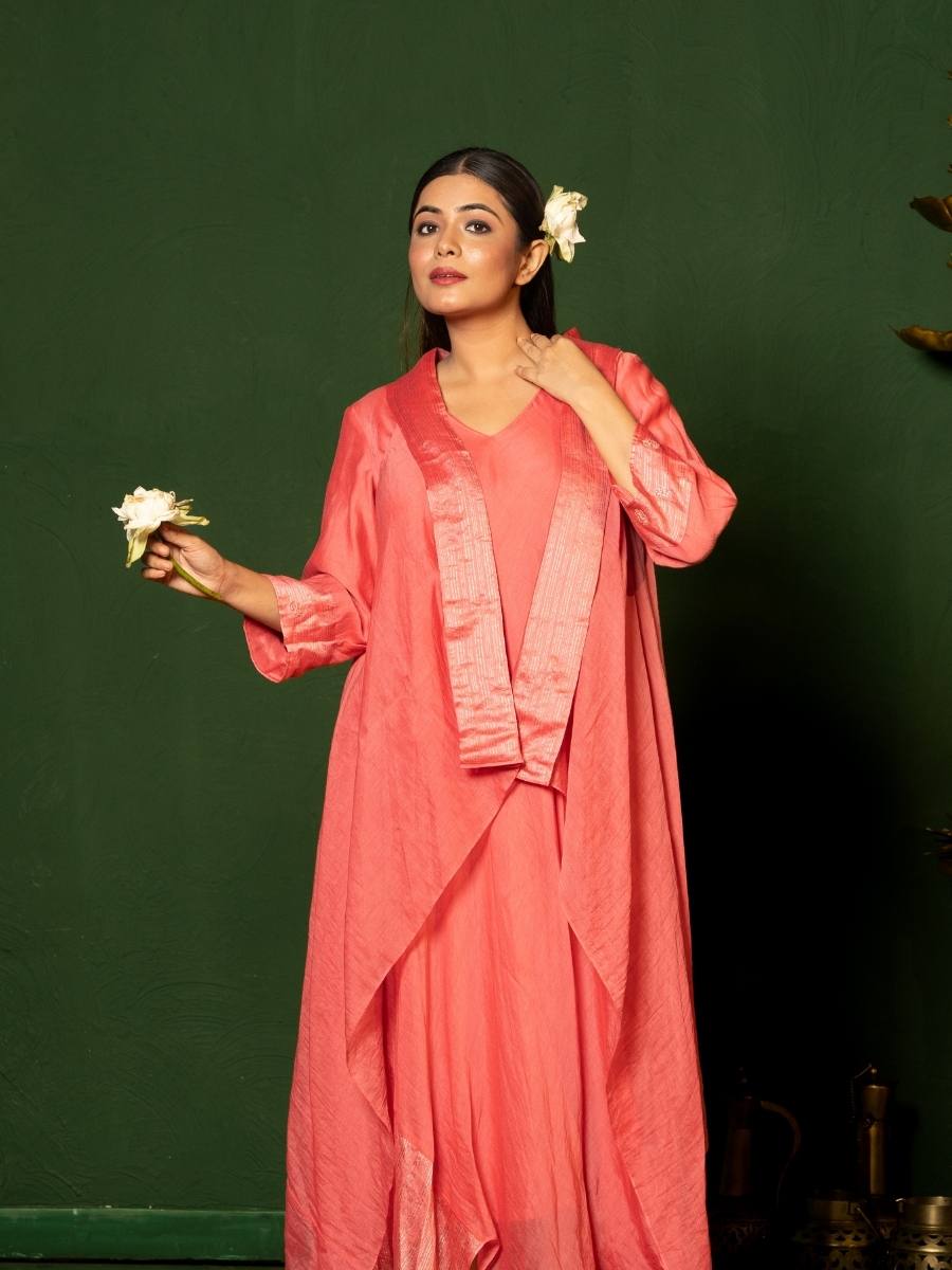 Gulabi Zari Cape Set