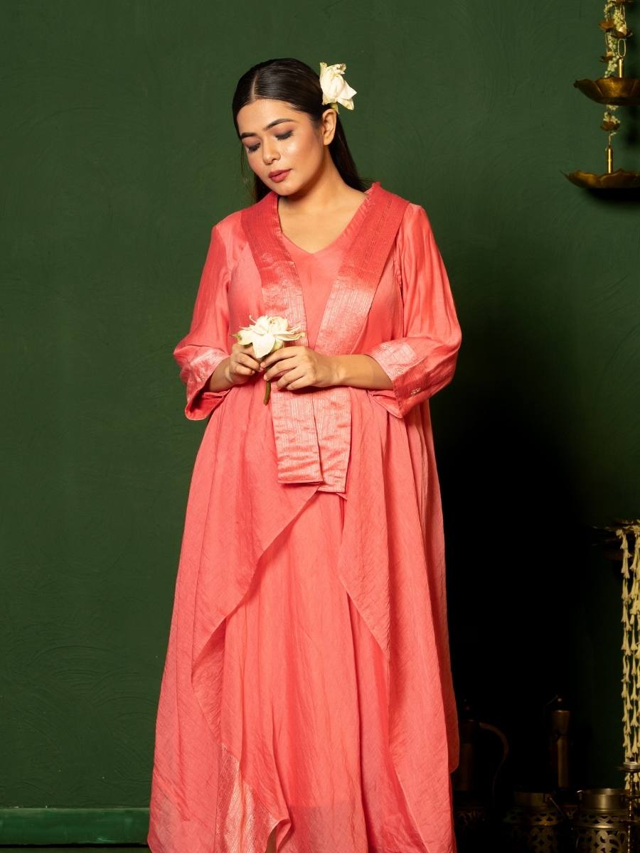 Gulabi Zari Cape Set