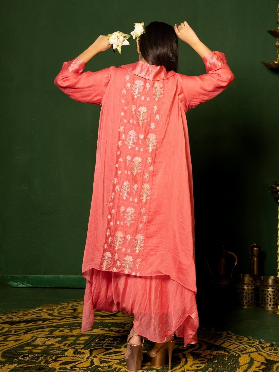 Gulabi Zari Cape Set