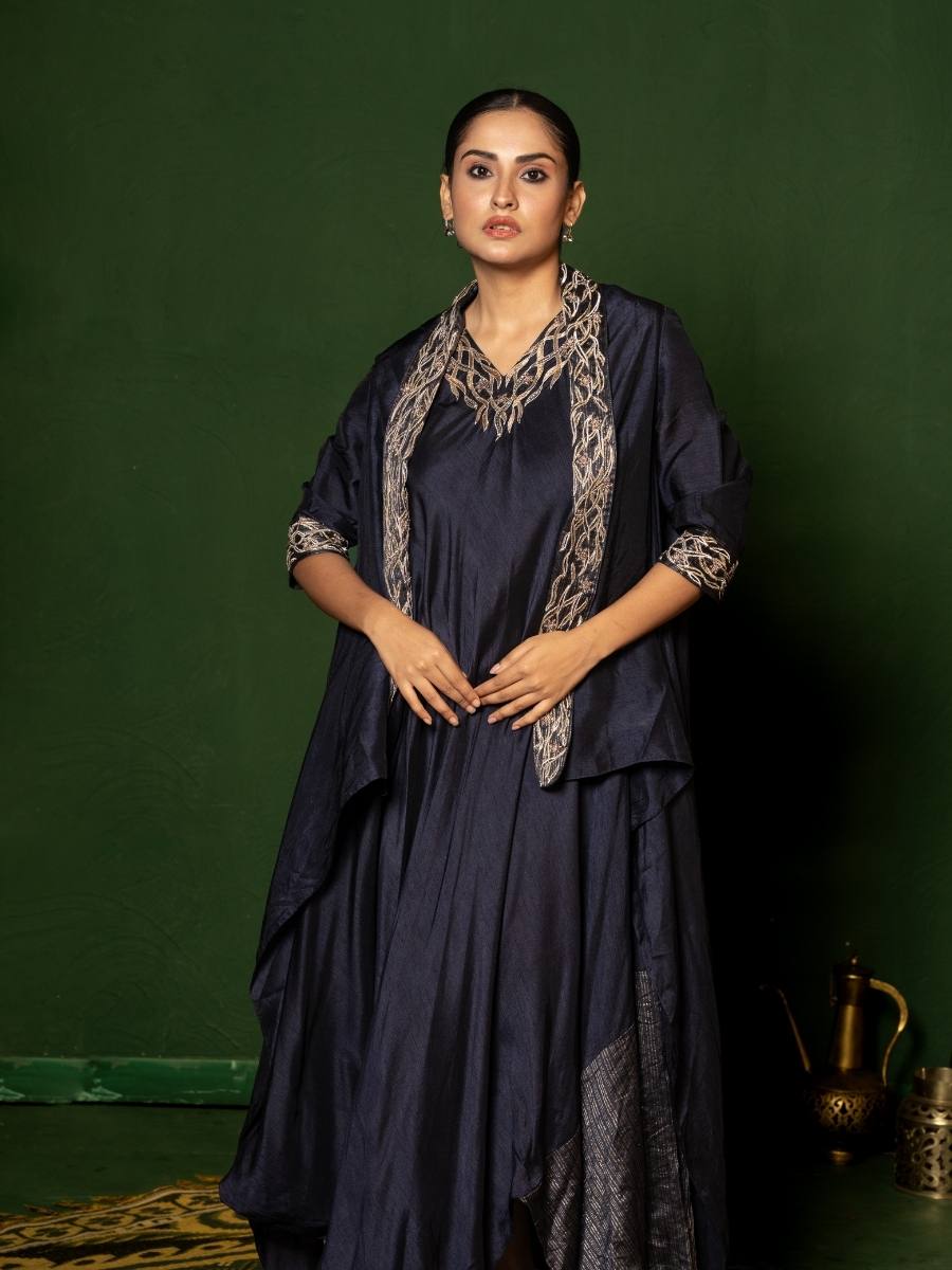 Firozi Zari Cape Set